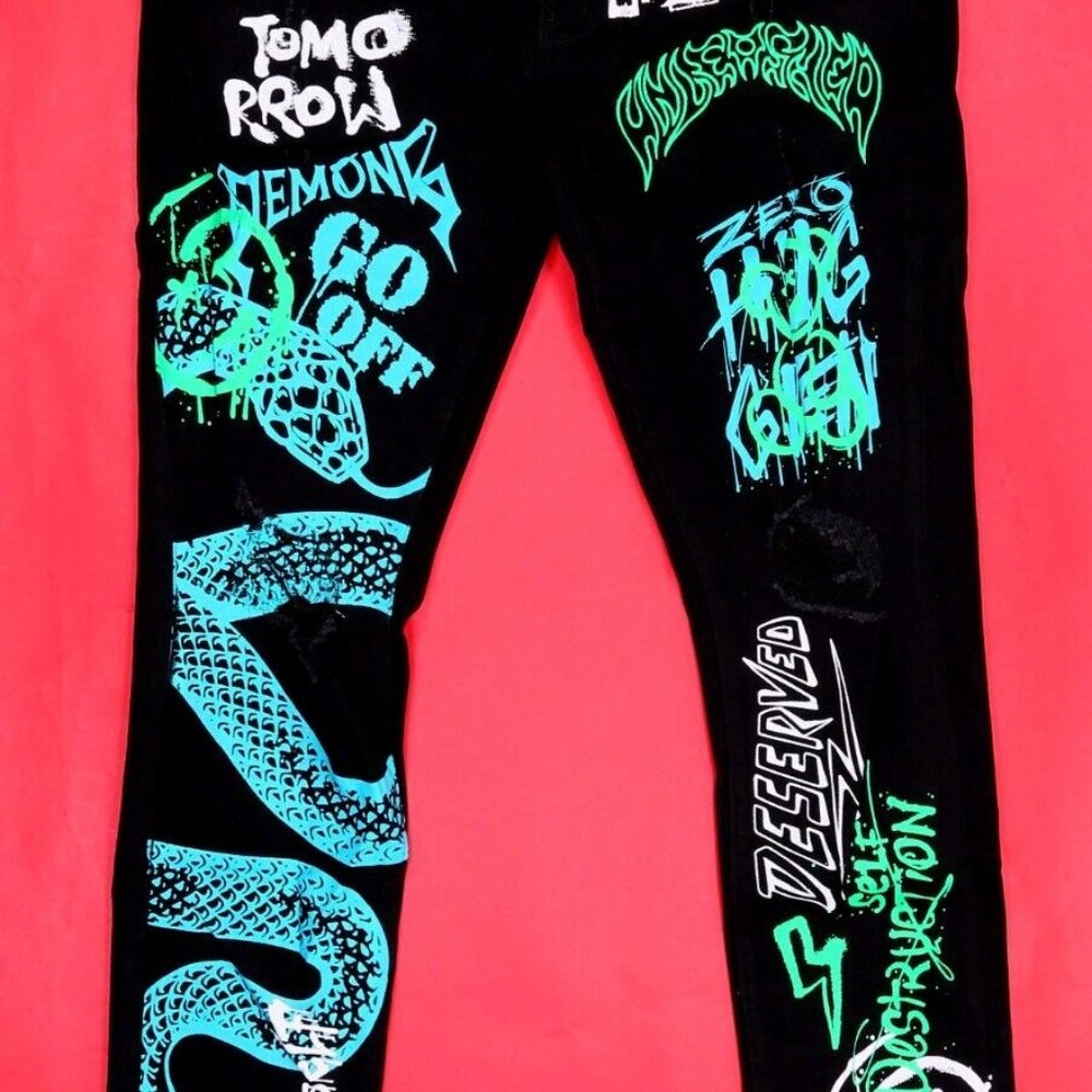 GFTD LOS ANGELES MEN'S SKINNY Distressed Stretch JEANS SED STYLE SIZE 38